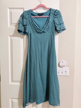 betsey johnson blue polka dot dress Betsey Johnson BNWT Navt Blue White Polka Dot Stretch Pinup Dress Size 16